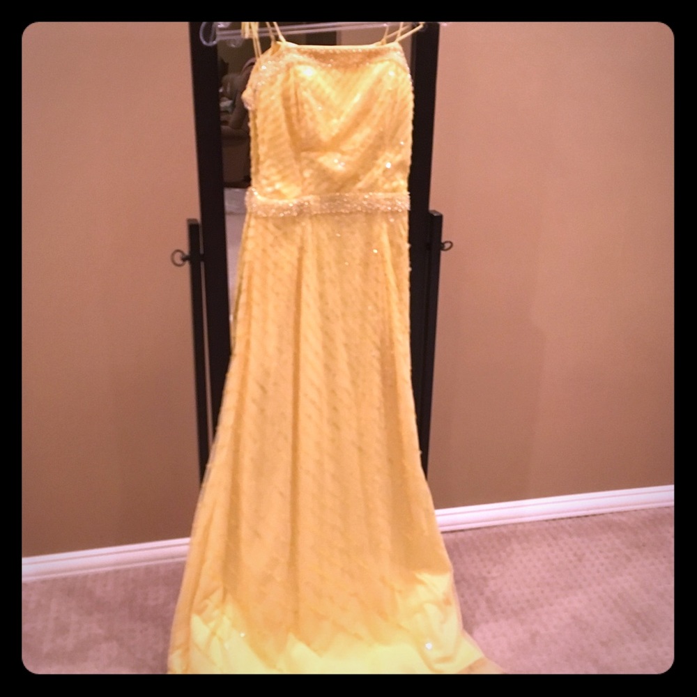 Formal beaded strapless gown